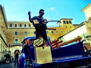 Rockin Canadian in a Roman piazza...